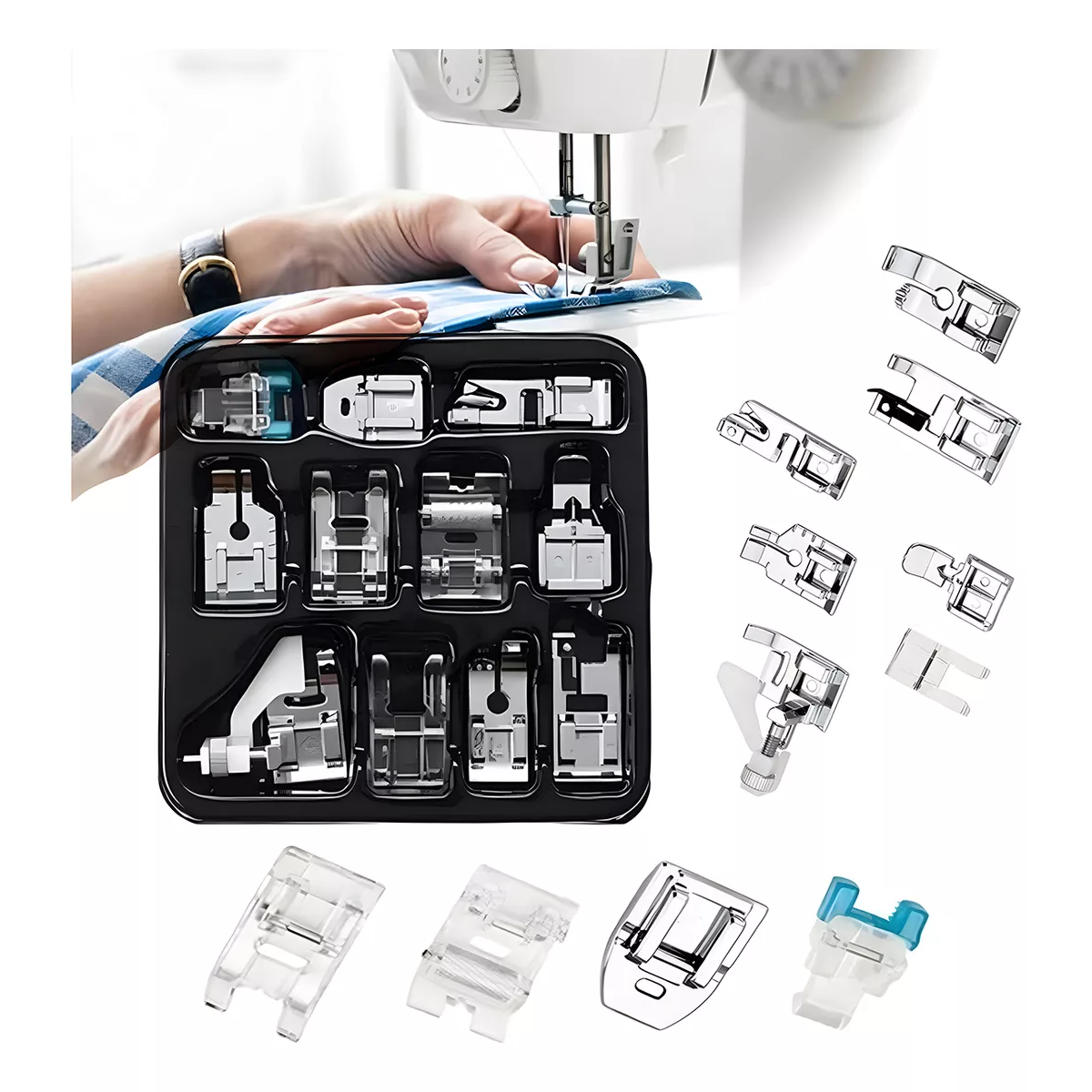 Kit Básico 11pzas Prensatelas Máquinas De Coser Caseras