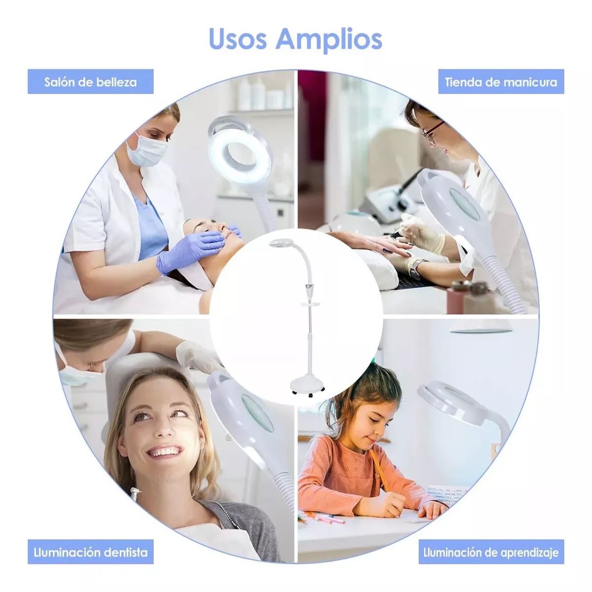 Lámpara Con Lupa 8x Mueble Estética Para Pestañas De Pie