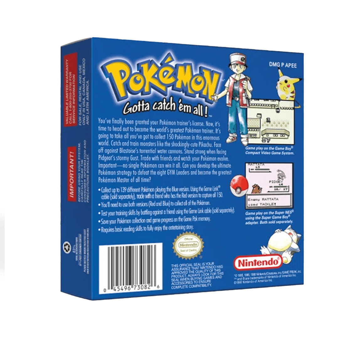 Pokémon Blue Versión Game Boy Nuevo En Caja Con Acrílico