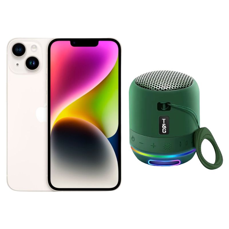 iPhone 14 128GB Blanco E-SIM Reacondicionado Grado A + Mini Bocina
