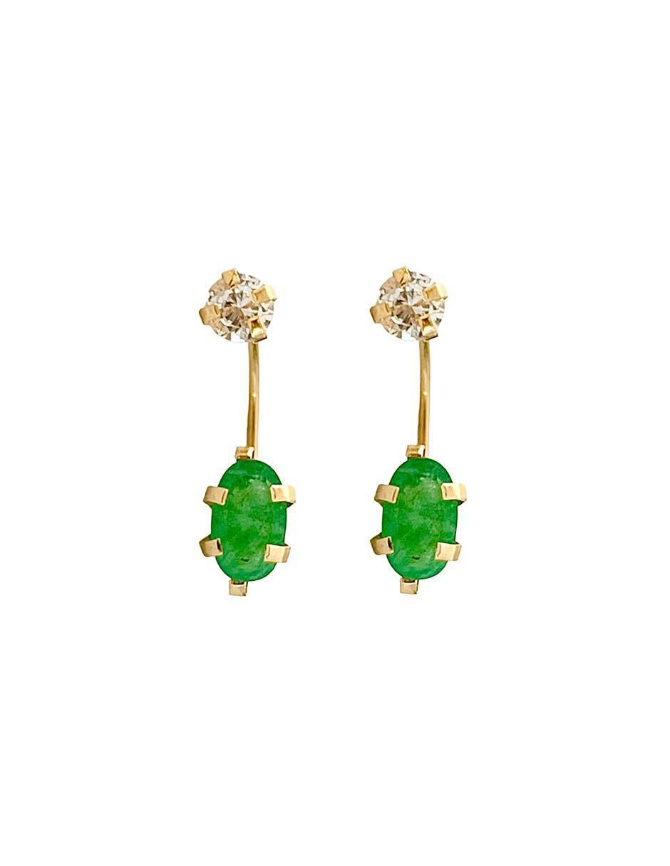 Aretes Curvos de Esmeralda en Oro de 10k - Mancini Joyas