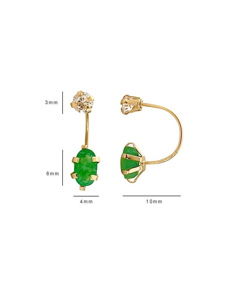 Aretes Curvos de Esmeralda en Oro de 10k - Mancini Joyas