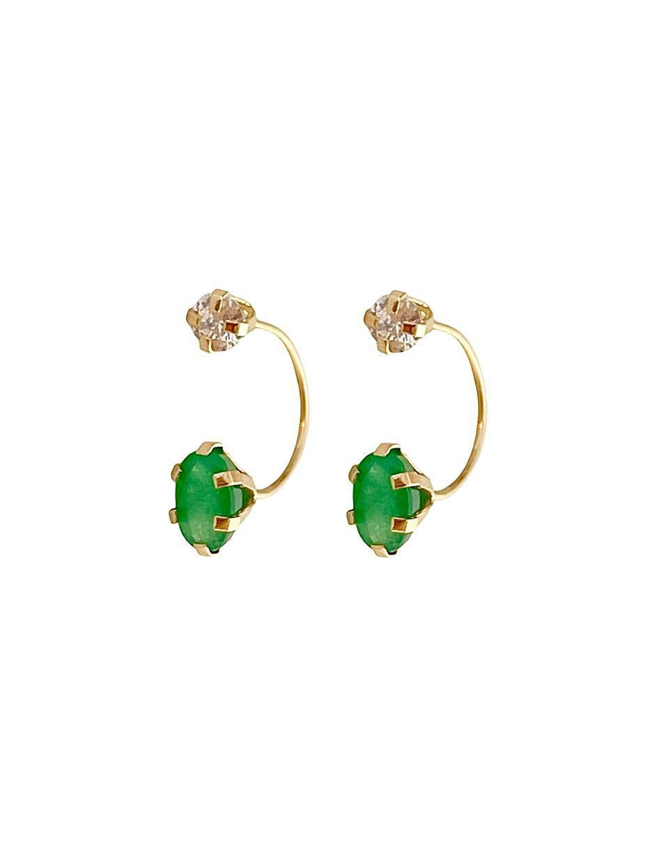 Aretes Curvos de Esmeralda en Oro de 10k - Mancini Joyas