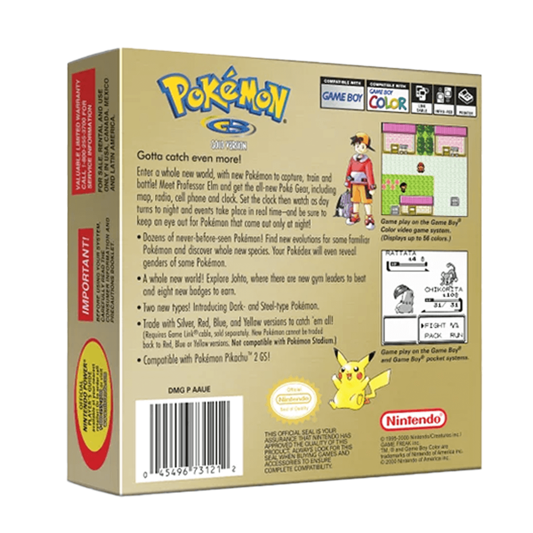 Pokémon Gold Versión Game Boy Nuevo En Caja Con Acrílico