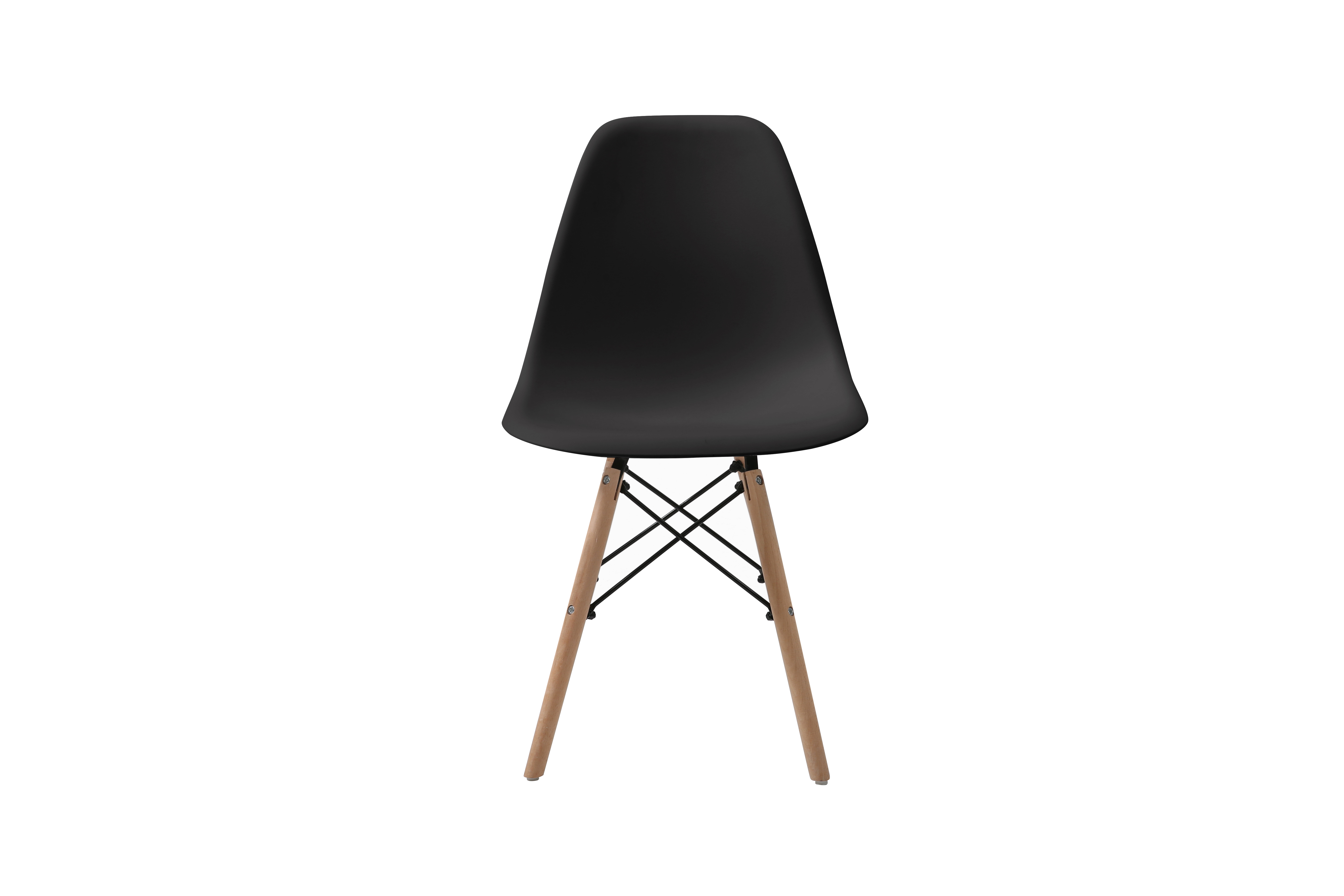 Set de 4 Sillas para Comedor Color Negro con Patas de Madera de Haya y Soporte de Metal