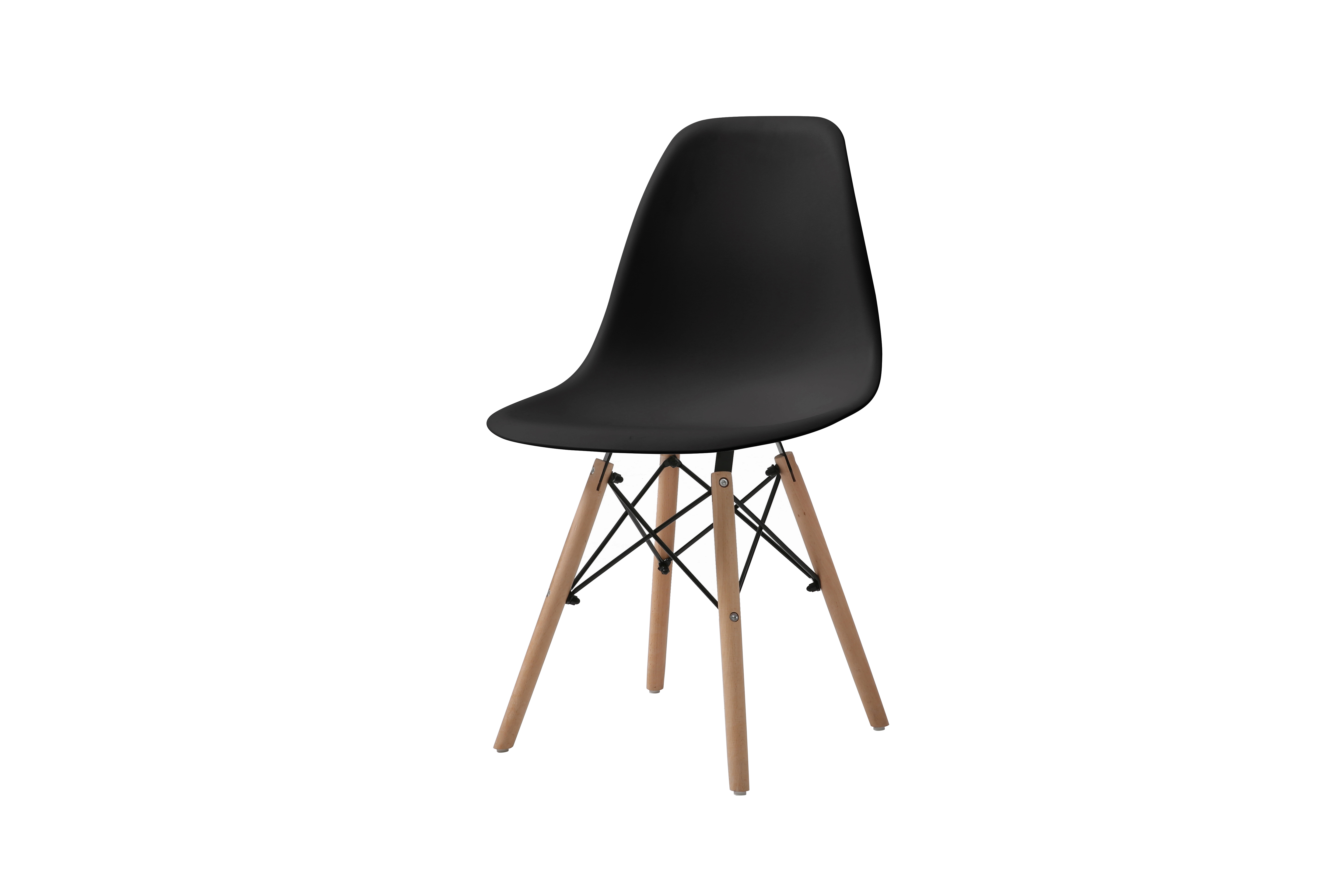 Set de 4 Sillas para Comedor Color Negro con Patas de Madera de Haya y Soporte de Metal