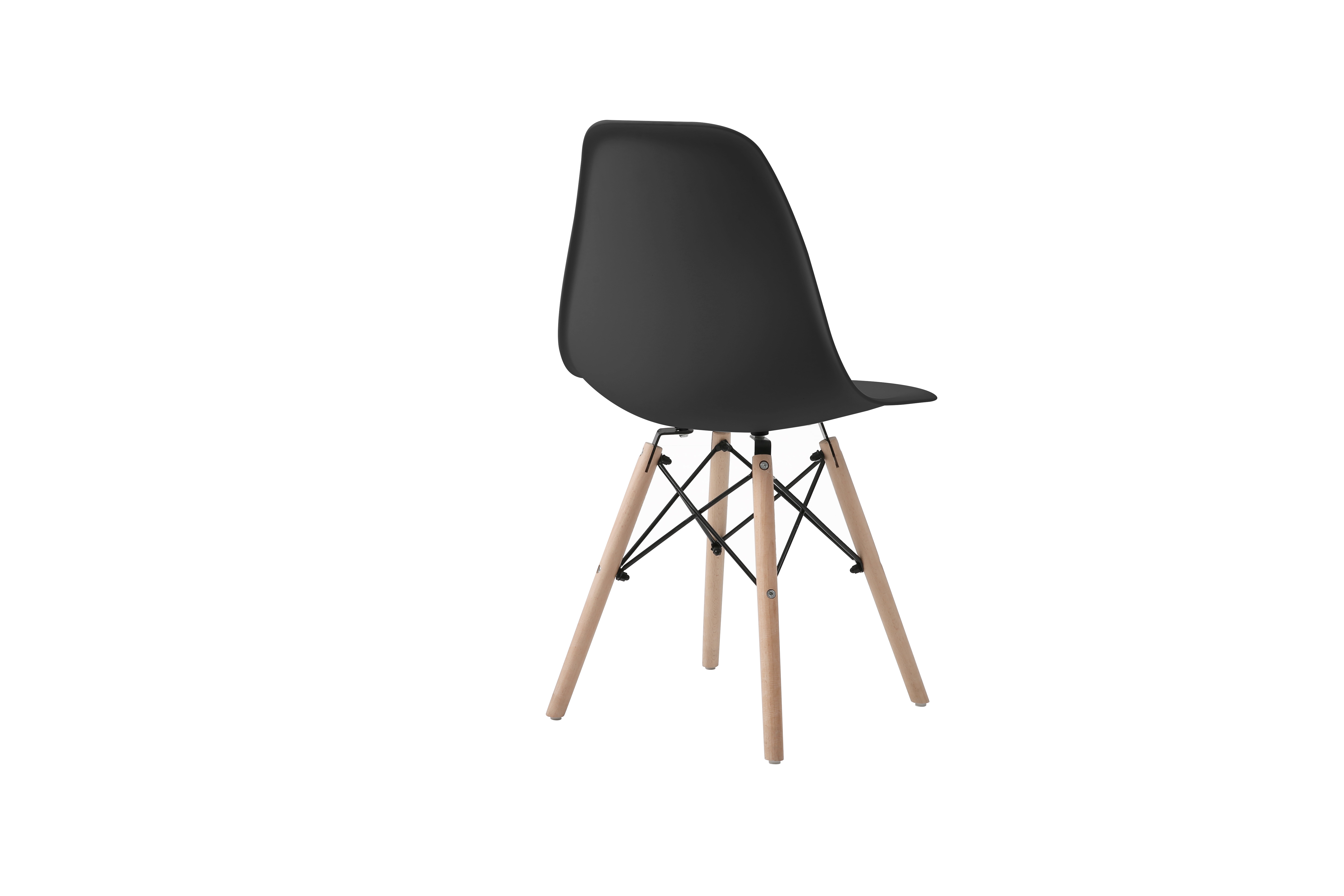 Set de 4 Sillas para Comedor Color Negro con Patas de Madera de Haya y Soporte de Metal