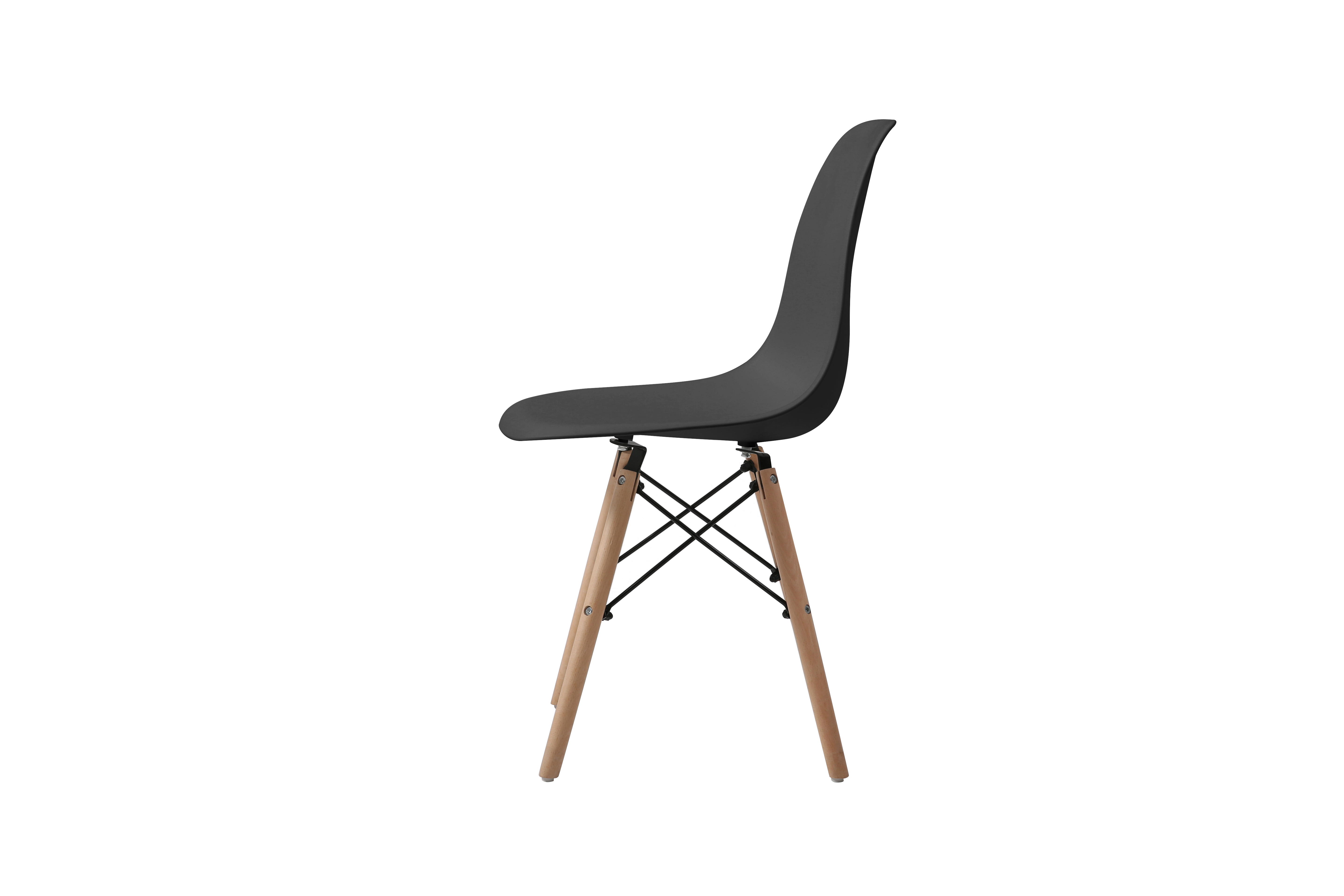 Set de 4 Sillas para Comedor Color Negro con Patas de Madera de Haya y Soporte de Metal