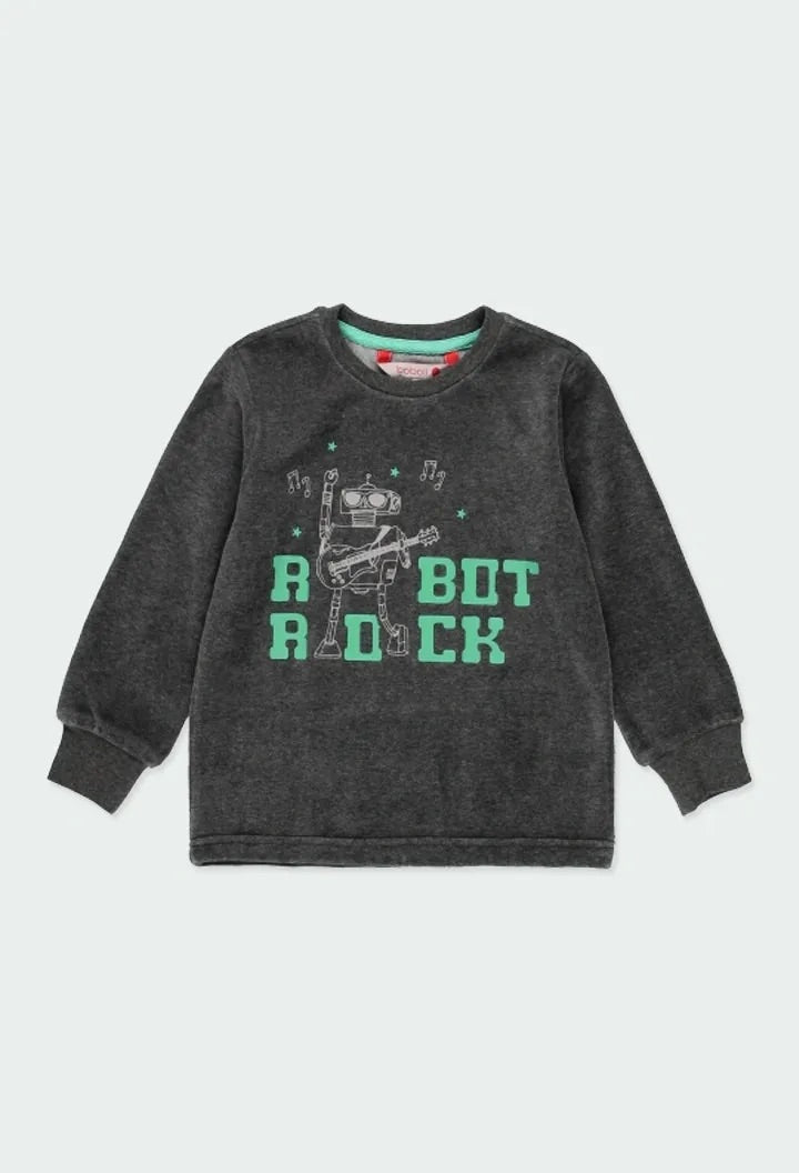 Pijama de terciopelo 2 Piezas “ROBOT ROCK” niño BOBOLI