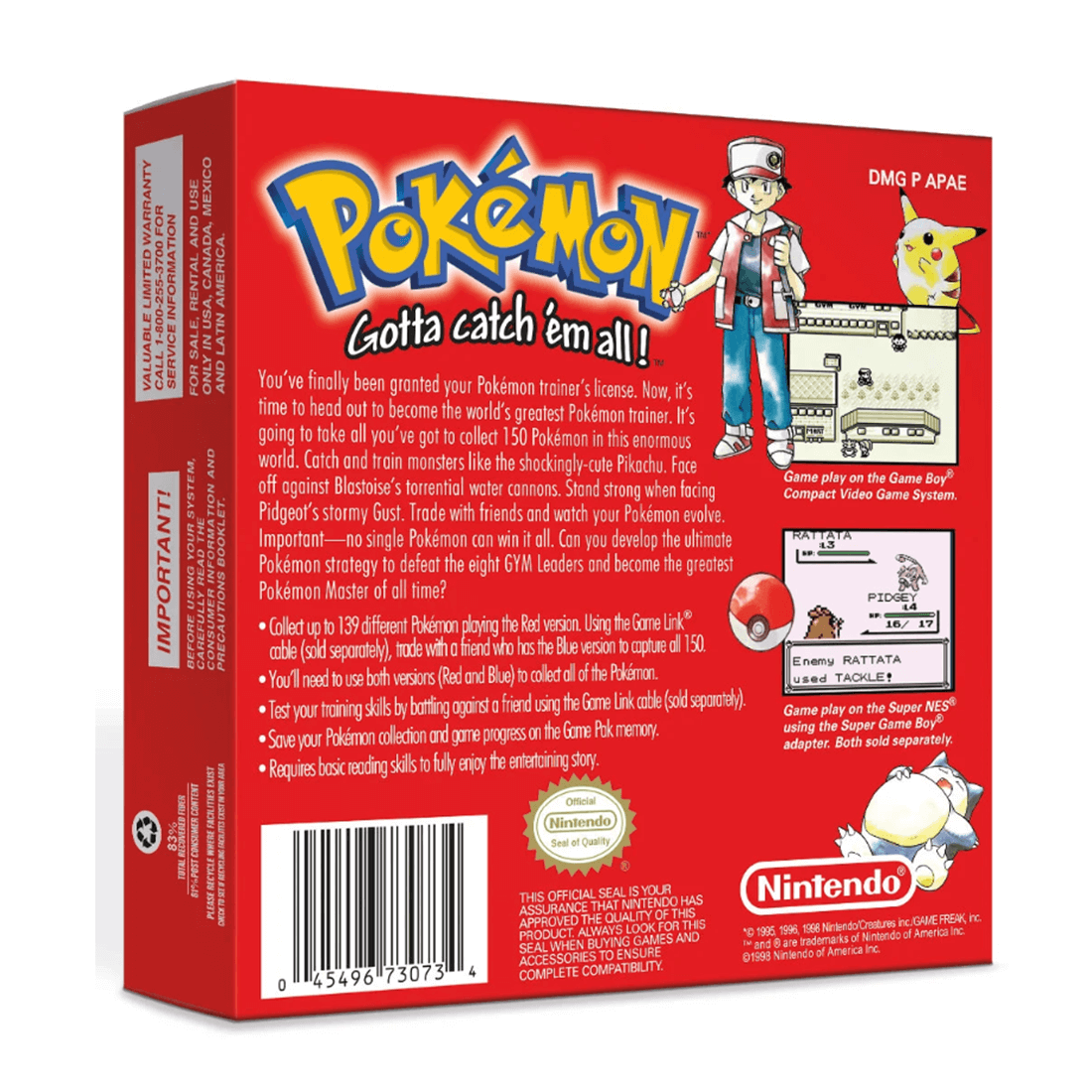 Pokémon Red Versión Game Boy Nuevo En Caja Con Acrílico