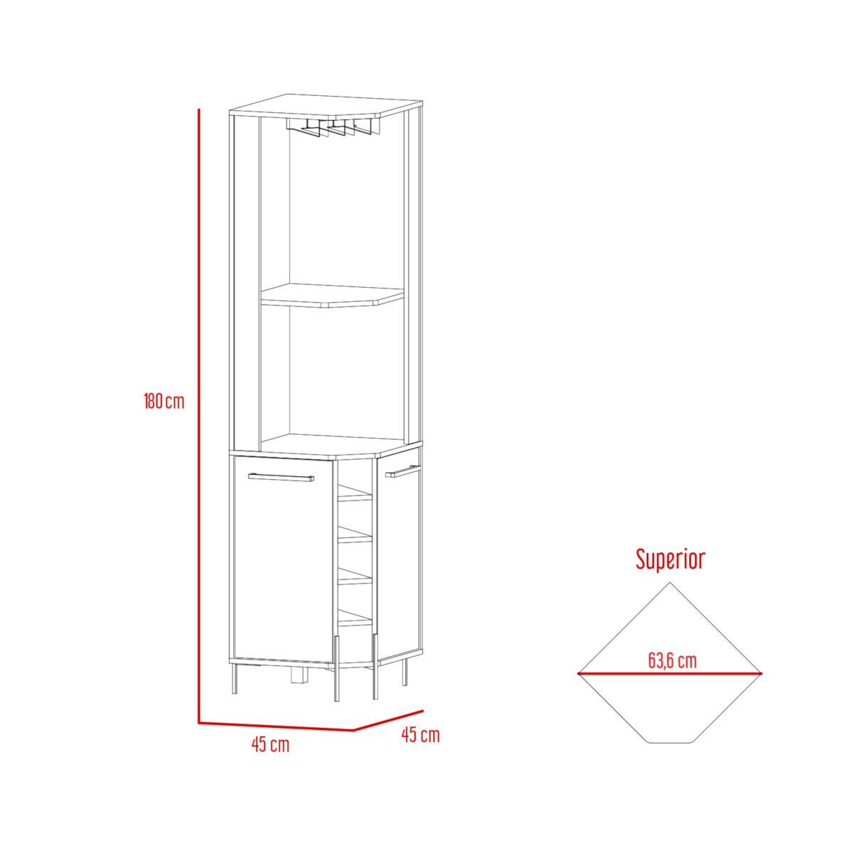 Mueble de Bar armable Esquinero modelo Shangai Marca DIECSA