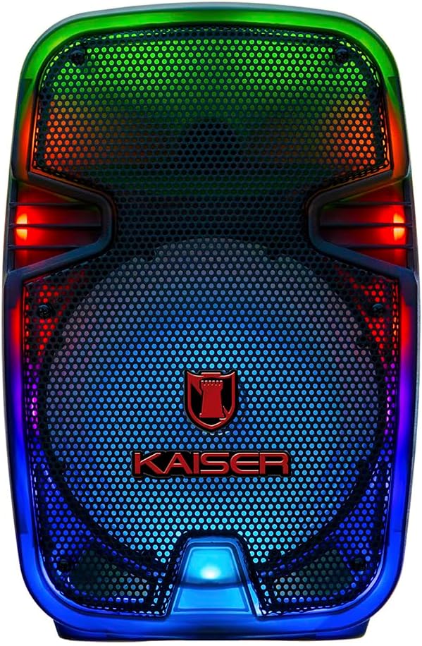 Mitzu KSW-1008-2 BB 8" Luz Full Flama KSR-Link/BT/USB/Micro SD/FM/Aux/Mic Alam/Cargador USB/10W RMS, Negro