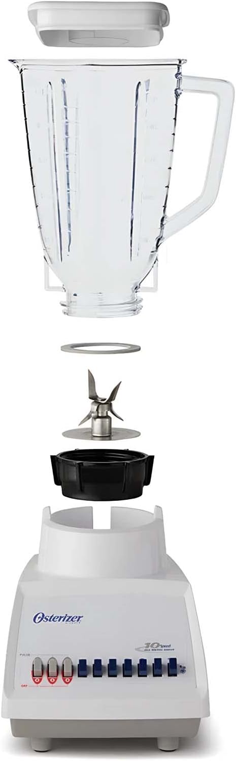 Oster Licuadora BLST4108, 1.25 Litros, 800W, 10 Velocidades, Blanco