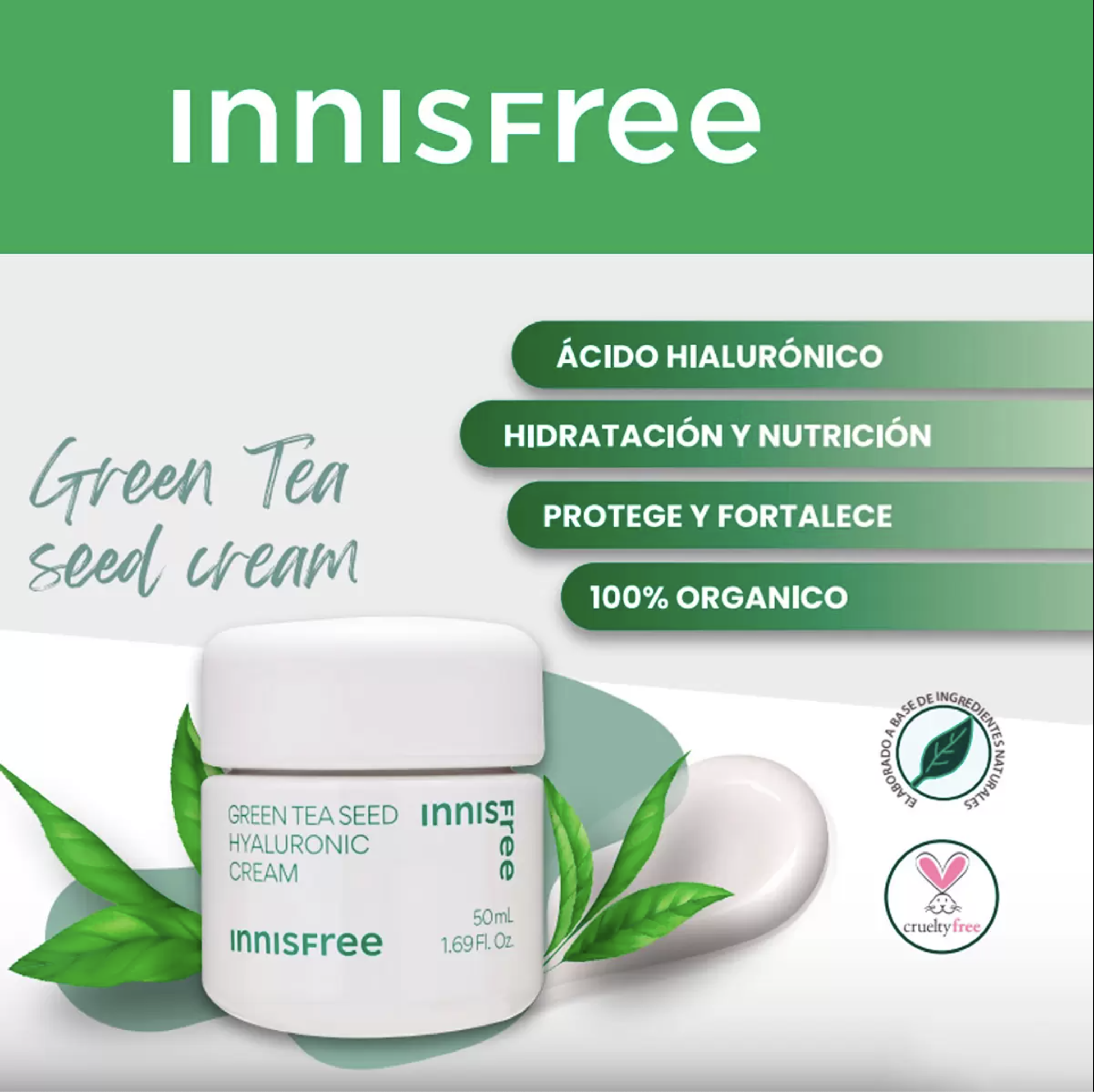 Innisfree Green Tea Serum De Ácido Hialurónico Cruelty Free