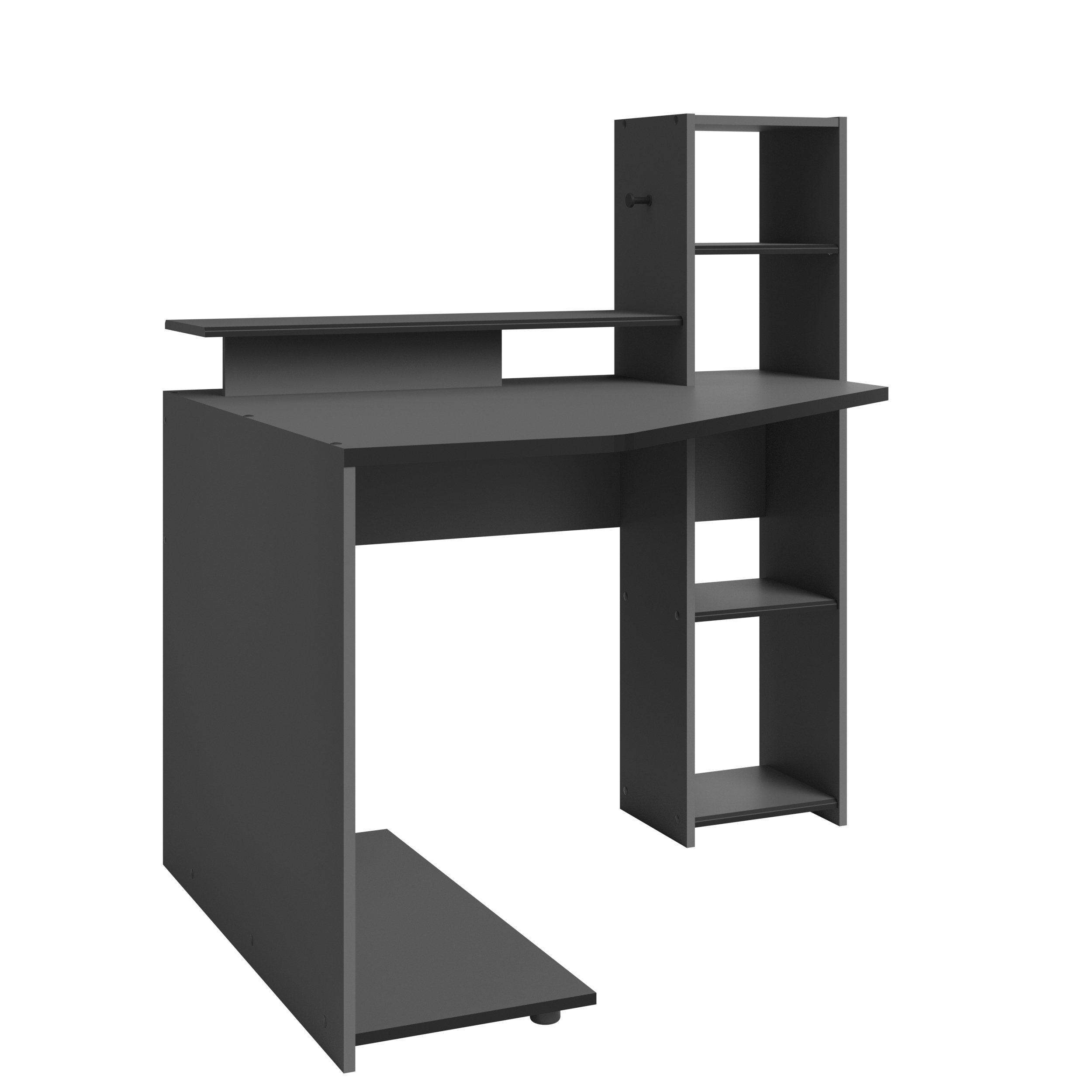 Escritorio Gamer Gris Oscuro con 4 Módulos. Estructura de Madera Procesada