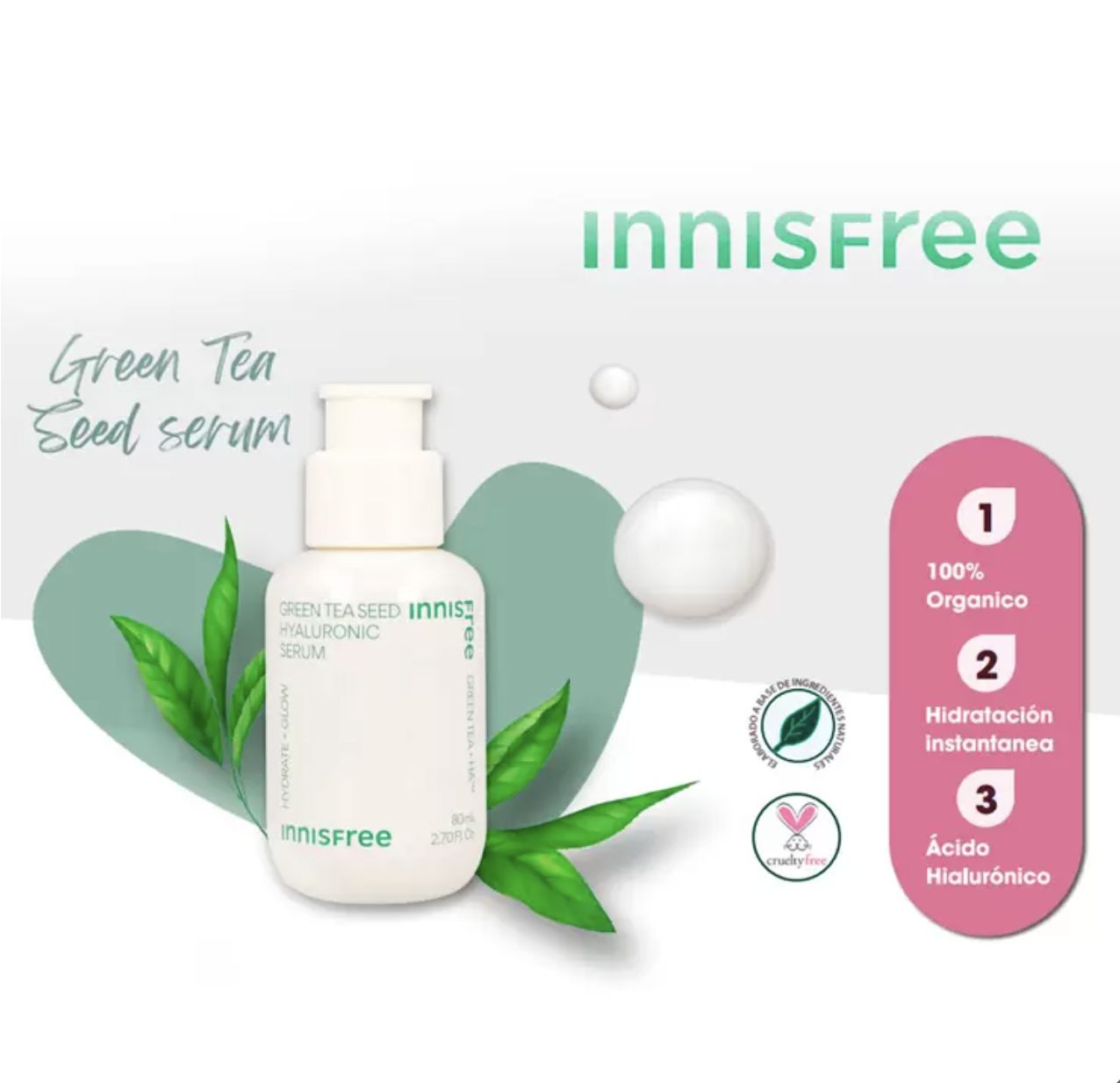Innisfree Green Tea Serum De Ácido Hialurónico Cruelty Free