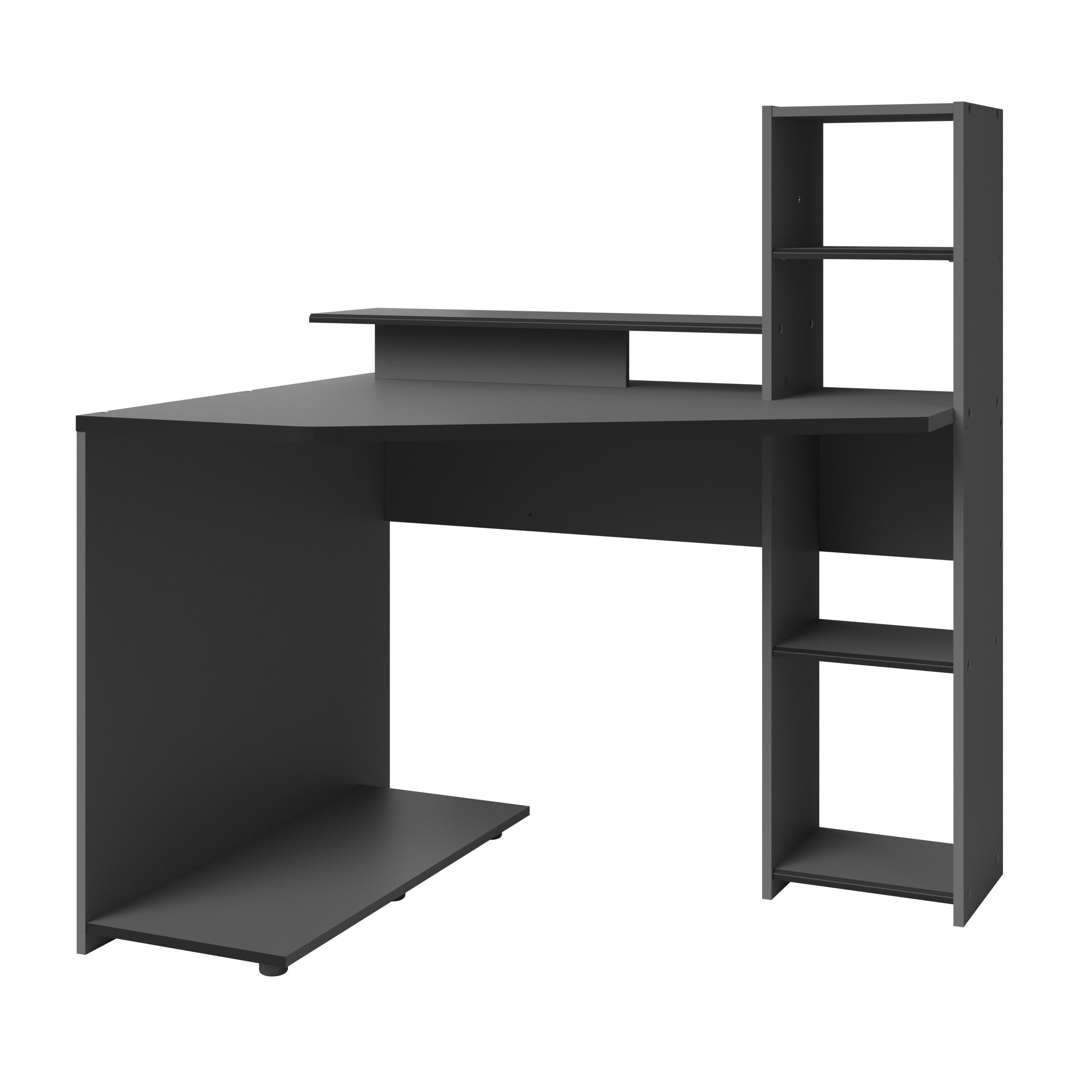 Escritorio Gamer Gris Oscuro con 4 Módulos. Estructura de Madera Procesada