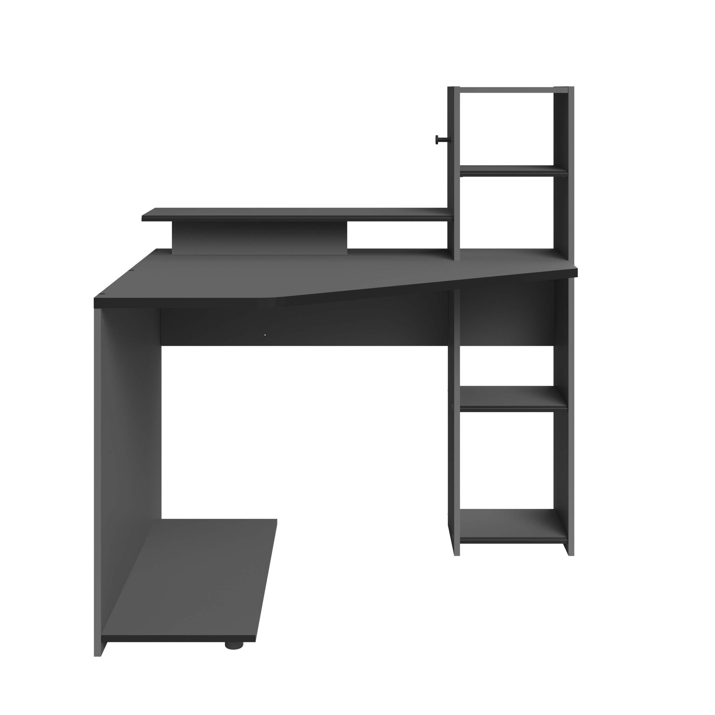 Escritorio Gamer Gris Oscuro con 4 Módulos. Estructura de Madera Procesada