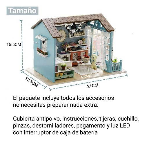 Casita Para Muñecas Casa Diy Con Muebles Led Miniatura Perro