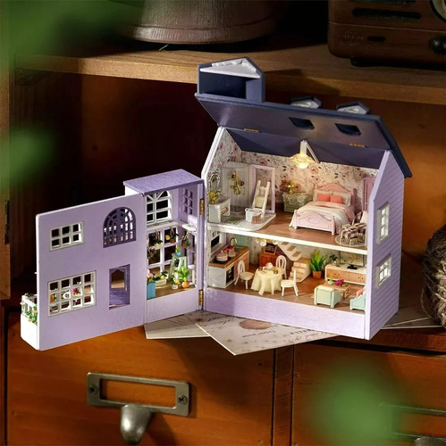 Casitas De Madera Para Muñecas Miniatura Juguete morado