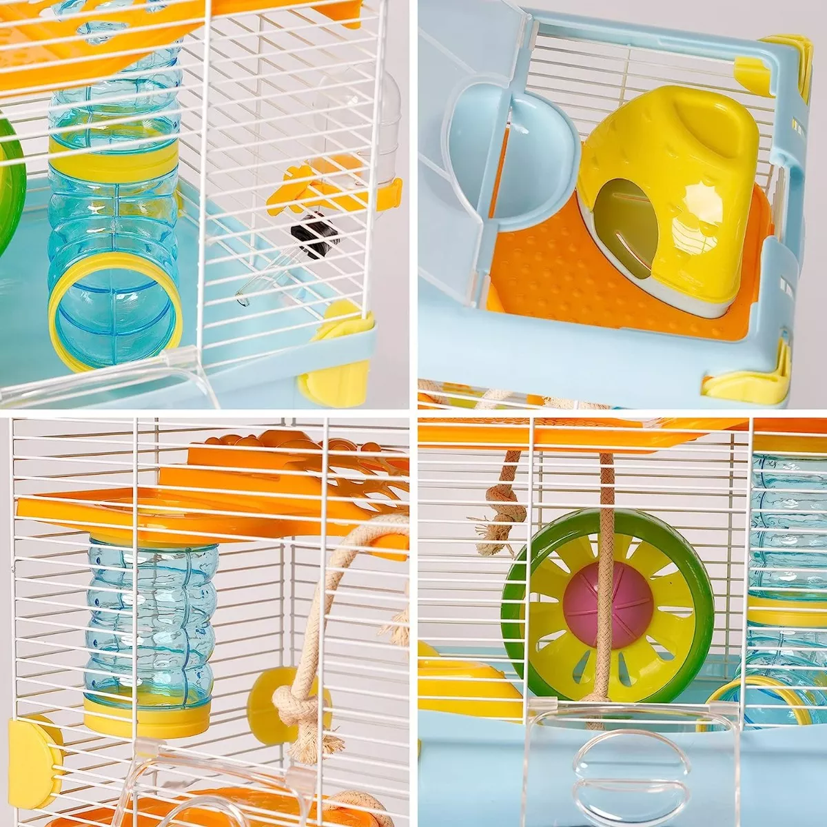 Jaulas Para Hamster Bebedero Rueda Comedero Azul