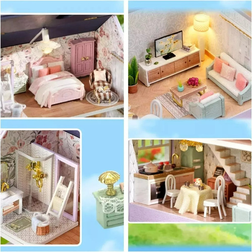 Casitas De Madera Para Muñecas Miniatura Juguete morado