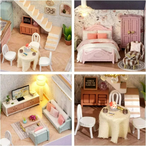 Casitas De Madera Para Muñecas Miniatura Juguete morado