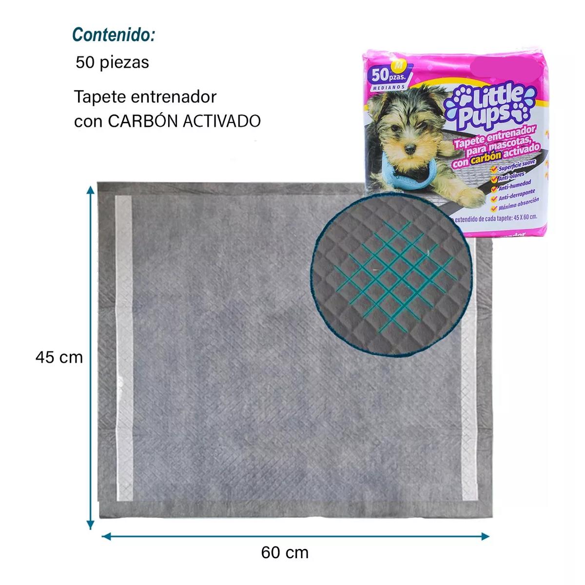 Pañal Almohadillas De Entrenamiento Para Perros Y Gatos 50pz Mediano