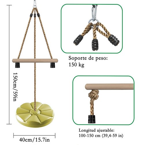 Columpio Para Niños Con Gancho Techo Brincolin Para Bebe verde