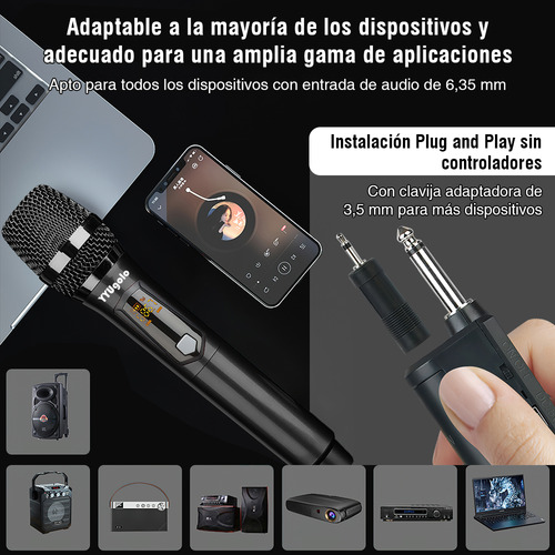 Universal Micrófono Inalámbrico Profesional YYUgolo MIC-402 Kit 2pcs Color Negro