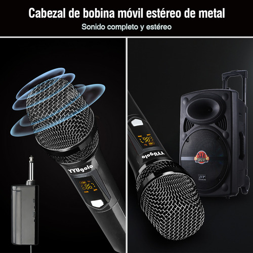 Universal Micrófono Inalámbrico Profesional YYUgolo MIC-402 Kit 2pcs Color Negro