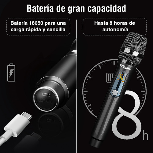 Universal Micrófono Inalámbrico Profesional YYUgolo MIC-402 Kit 2pcs Color Negro