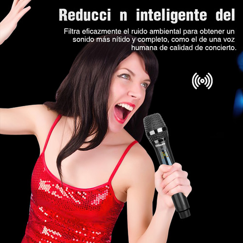 Universal Micrófono Inalámbrico Profesional YYUgolo MIC-402 Kit 2pcs Color Negro