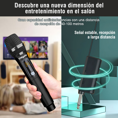 Universal Micrófono Inalámbrico Profesional YYUgolo MIC-402 Kit 2pcs Color Negro
