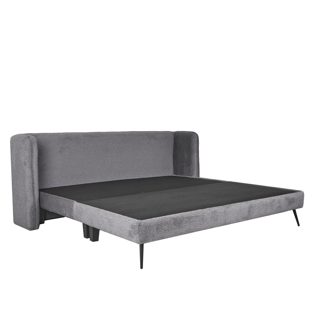 Cama King Size con Cabecera y Base Gris en Tela Premium. Rellena de Hule Espuma y Estructura de Madera Maciza