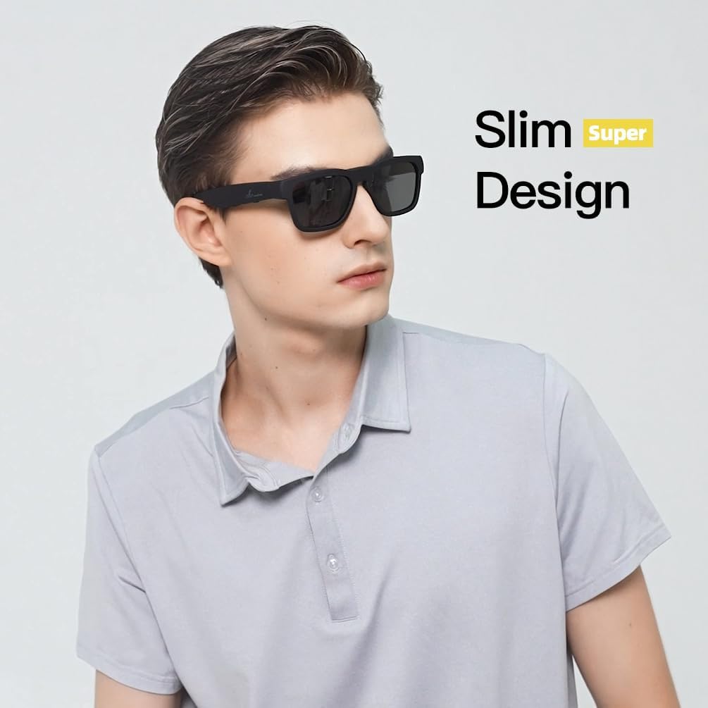 Lentes de Sol con Sonido,  Control de voz, Auriculares abiertos, escucha música y llamadas con subir y bajar el volumen, Gafas inteligentes
