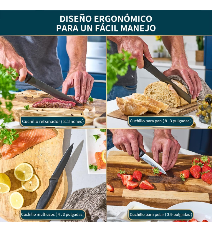 Juego de cuchillos profesionales kit de 15 pzas acero inoxidable 