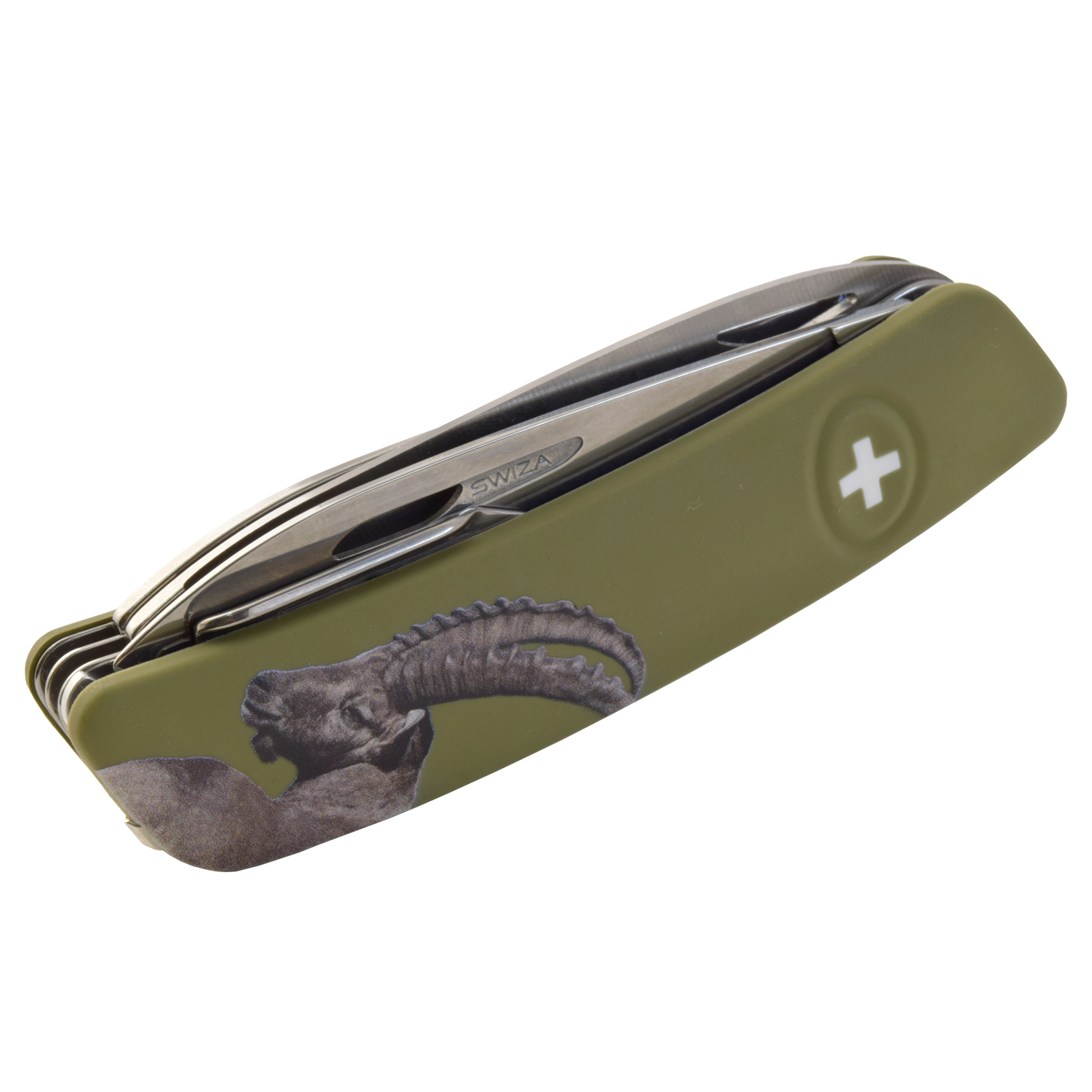 Navaja HUNTING Standard D05 IBEX, 12 funciones, olivo