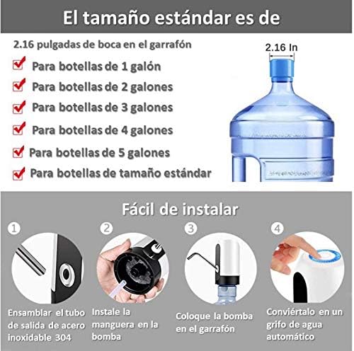 Dispensador de Agua Automático, Bomba de Agua Potable Eléctrica Inalámbrica de Bombeo Rápido para Garrafón Universal de 20 litros