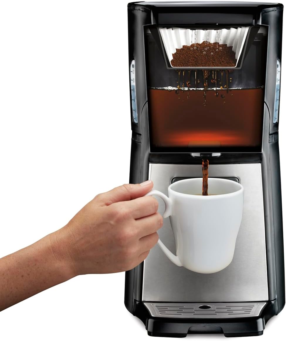 Hamilton Beach 48465 Brewstation - Cafetera Programable, Dispensador a Una Mano, Plata y Negro, 12 Tazas