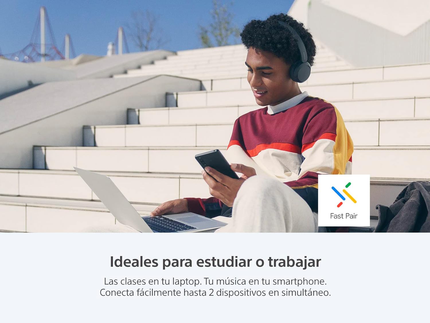 Sony Audífonos Inalámbricos On-Ear WH-CH520, hasta 50 Horas de Duración de Batería, Azul