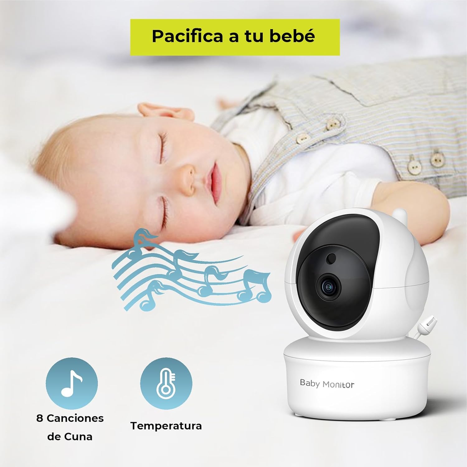 Monitor Bebé 5 Pulgadas, Monitor para Bebe con Camara, Monitor de Video, Encriptación Digital, Visión Nocturna Infrarroja