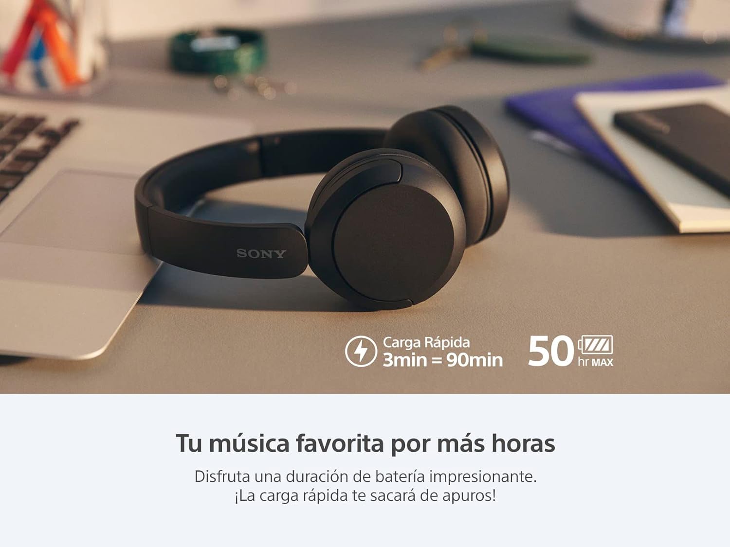 Sony Audífonos Inalámbricos On-Ear WH-CH520, hasta 50 Horas de Duración de Batería, Azul