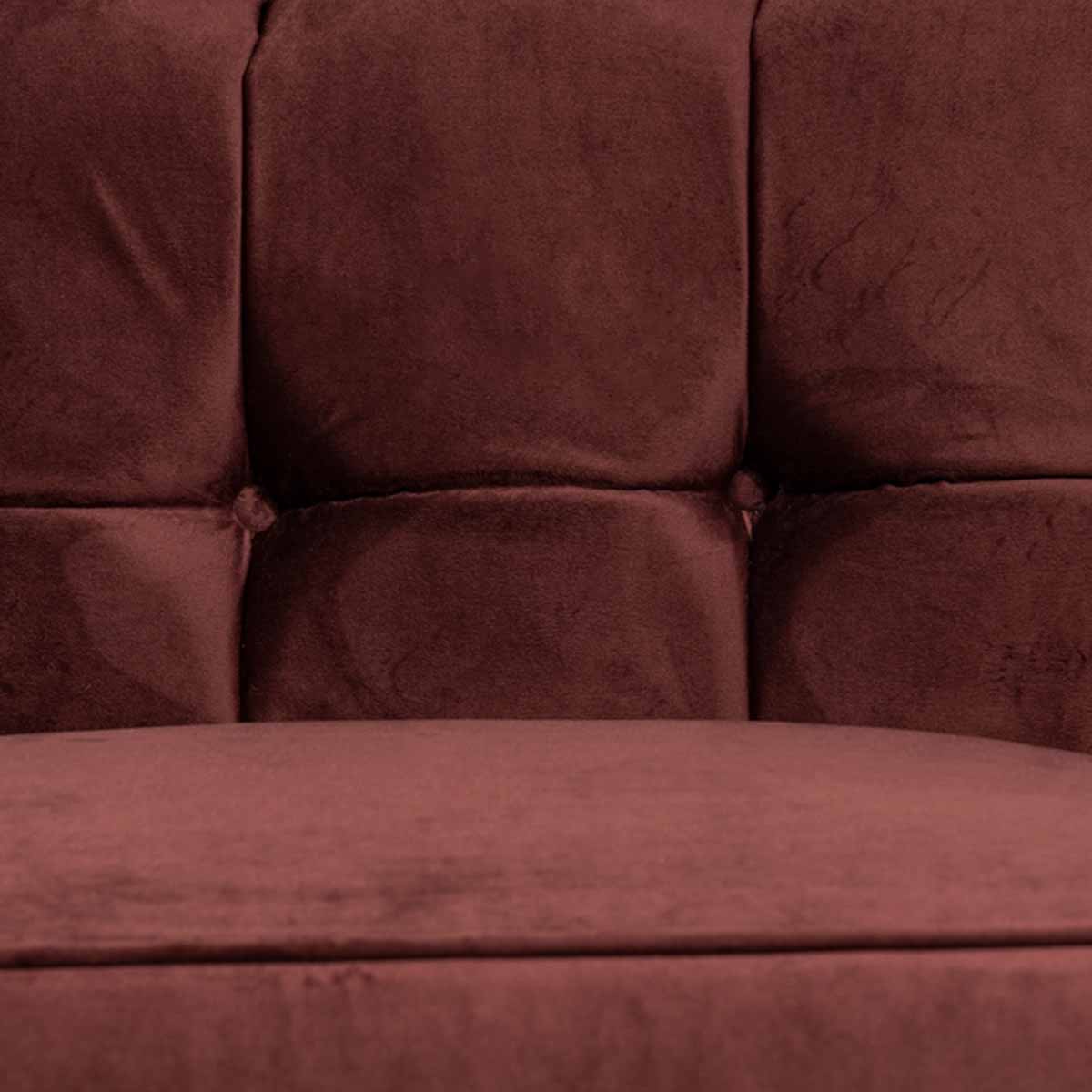 Sillón Individual Tapizado en Terciopelo Color Vino. Estructura de Madera Sólida