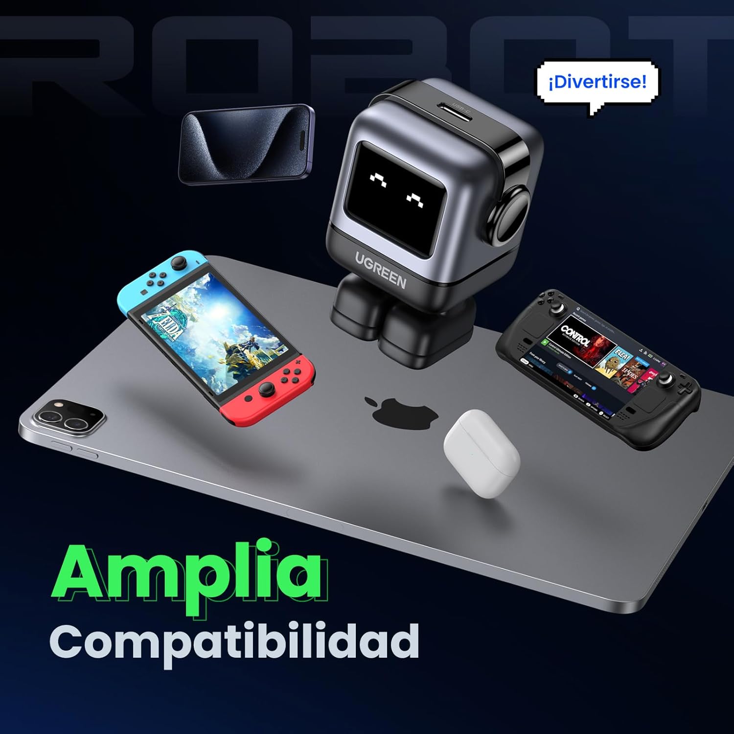 Uno 30 W Cargador Tipo C Carga Rápida, Nexode GaNRobot Cargador USB C Pantalla de Carga Inteligente