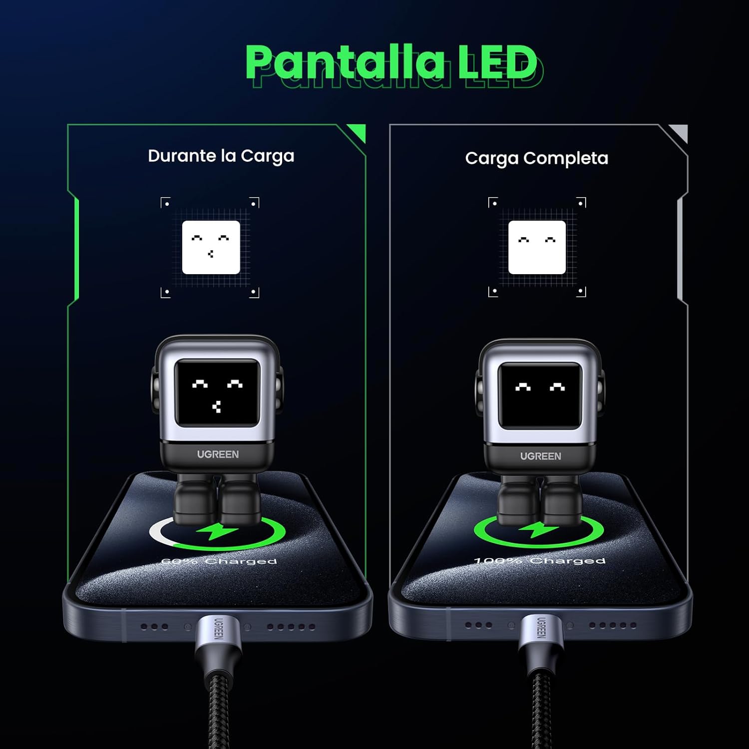 Uno 30 W Cargador Tipo C Carga Rápida, Nexode GaNRobot Cargador USB C Pantalla de Carga Inteligente