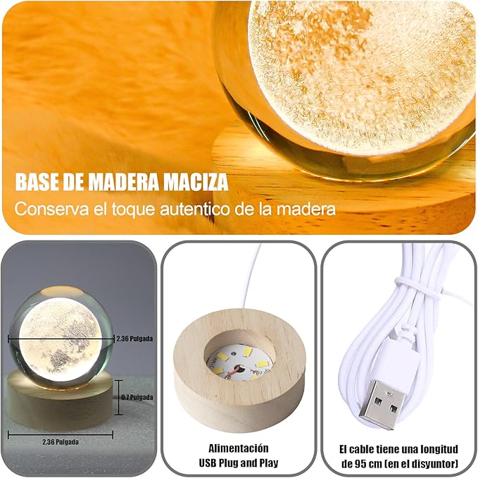 A Lampara de Luna 3d con Decoración de Luz Nocturna