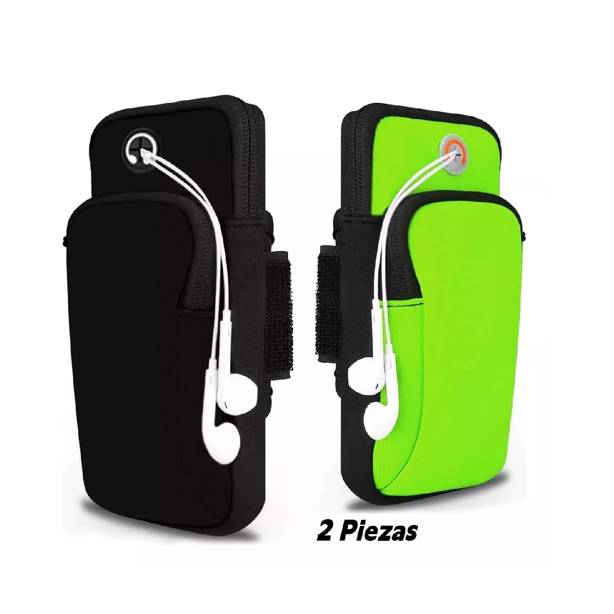 Bolsa Deportiva De Banda Al Brazo P Celular 2 Pzas Negro/Verde