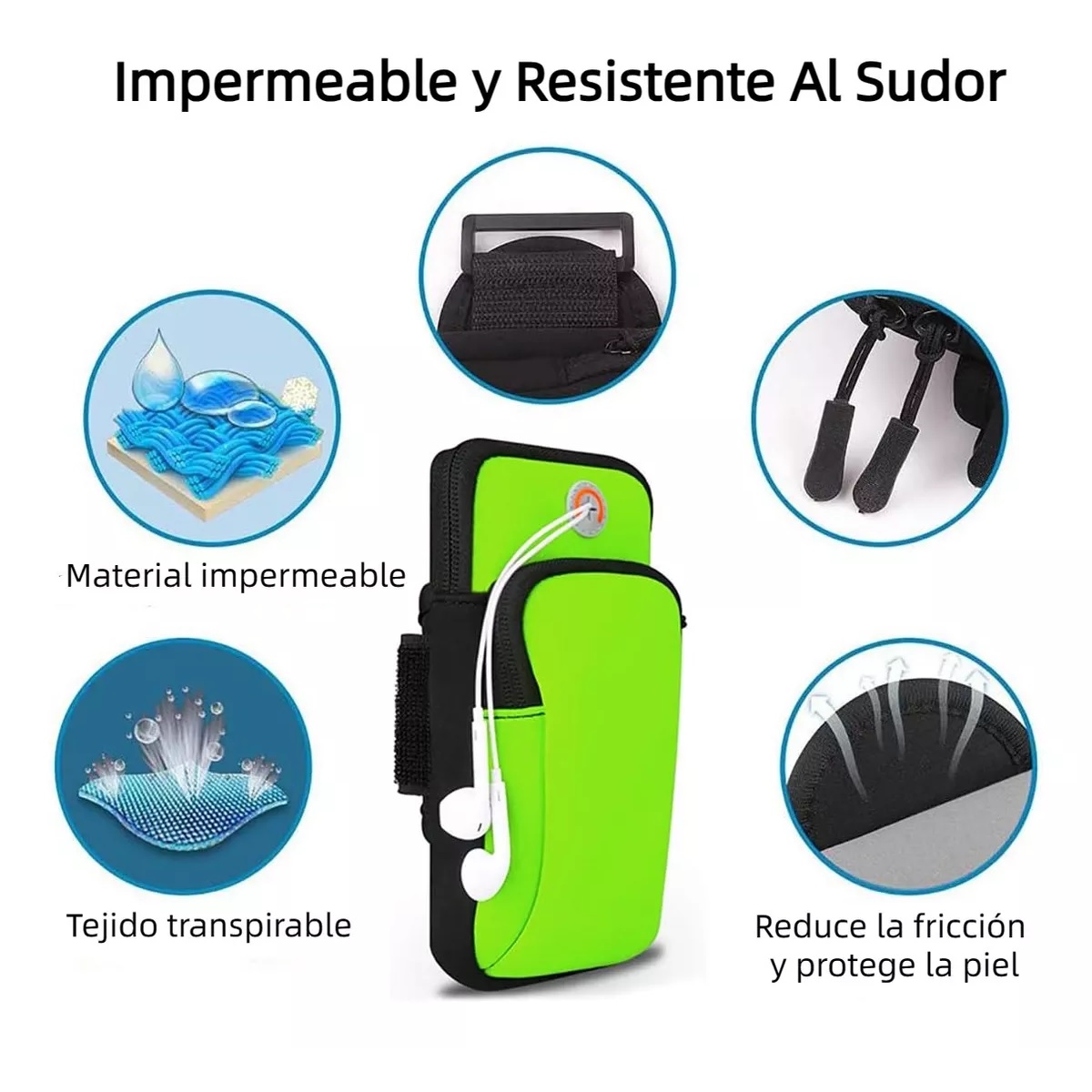Bolsa Deportiva De Banda Al Brazo P Celular 2 Pzas Negro/Verde
