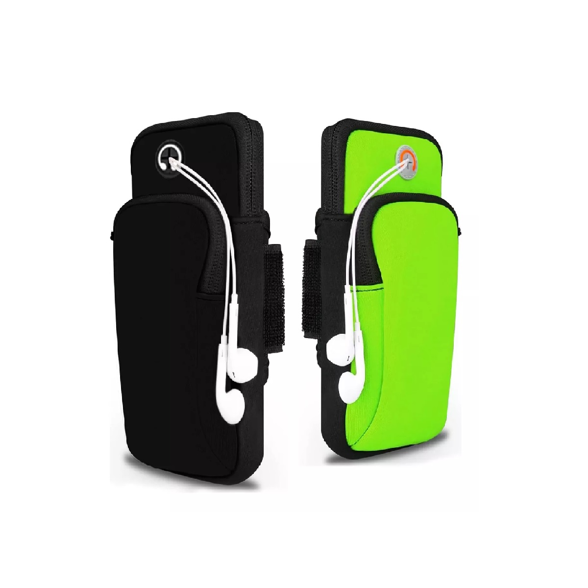 Bolsa Deportiva De Banda Al Brazo P Celular 2 Pzas Negro/Verde